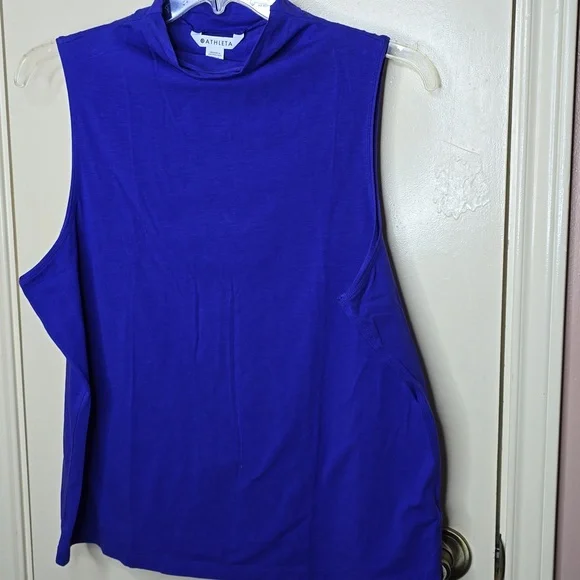 Athleta Outbound Mock Neck Blue Purple Cotton Blend Top Size XL - Picture 3 of 8